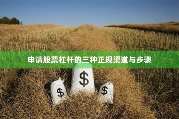 申请股票杠杆的三种正规渠道与步骤